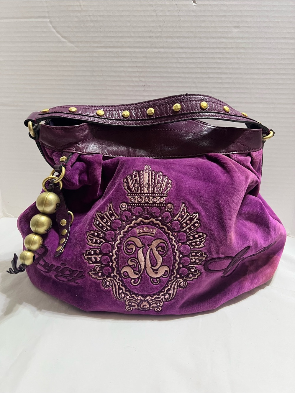 Vintage Y2K Juicy Couture Daydreamer Purple Velour Hobo Shoulder Bag